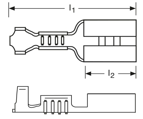 Flachsteckhülse 6,3mm 0,5-1,0qmm mit Abzweig, Steckverbinder für  Flachsteckhülsen, Kabelschuhe und Steckverbindungen