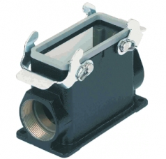 Han M 16B surface mounted housing, side entry, 2xM32, double locking lever, high construction