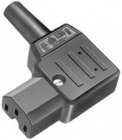 Thermoplastic appliance socket, angled like VDE 0625 / EN 60320 / C15