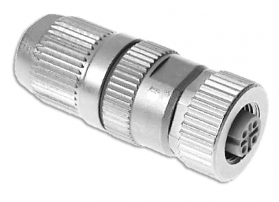 HARAX M12-L female connector shielded 4 poles d-coded