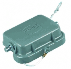 Han 6B protection cover, for bulkhead and surface mounted housings, metal, with fixing cord