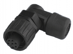 Amphenol ecomate Winkel-Kabel-Dose 6-polig + PE, schwarz