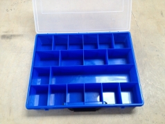 Assortment Plastic Case, 18 trays, blue, empty