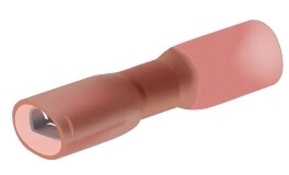 Flachsteckhlse 6,3x0,8 komplett mit Schrumpfisolation rot, 0,5-1,5mm