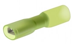 Flachsteckhlse 6,3x0,8 komplett mit Schrumpfisolation gelb,4,0-6,0mm