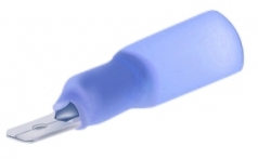 Flachstecker 6,3x0,8 mit Schrumpfschlauchisolation blau, 1,5-2,5mm