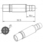 Pneumatikbuchsenkontakt, mit Absperrventil gerade, 6 mm  ID