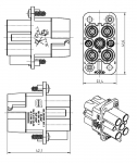 Han Q 4/2 Buchseneinsatz Axialschraub- (2,5-6 mm) / Quick Lock Anschluss (0,25-1,5mm)