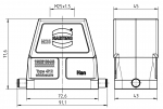 Han EMV 10B Tllengehuse, gerader Kabeleingang, 1xM25, Lngsbgel, hohe Bauform