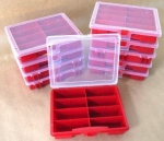 Assortment Plastic Case, 8 trays, red, empty
