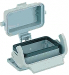 Han 10B bulkhead mounted housing, with thermo-plastic cover, single locking lever