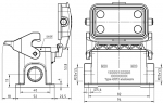 Han 10B Sockelgehuse mit Metallkappe, seitlicher Kabeleingang, 2xM20, Lngsbgel, niedrige Bauform